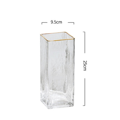 Clear Hammered Rectangular Glass Vase