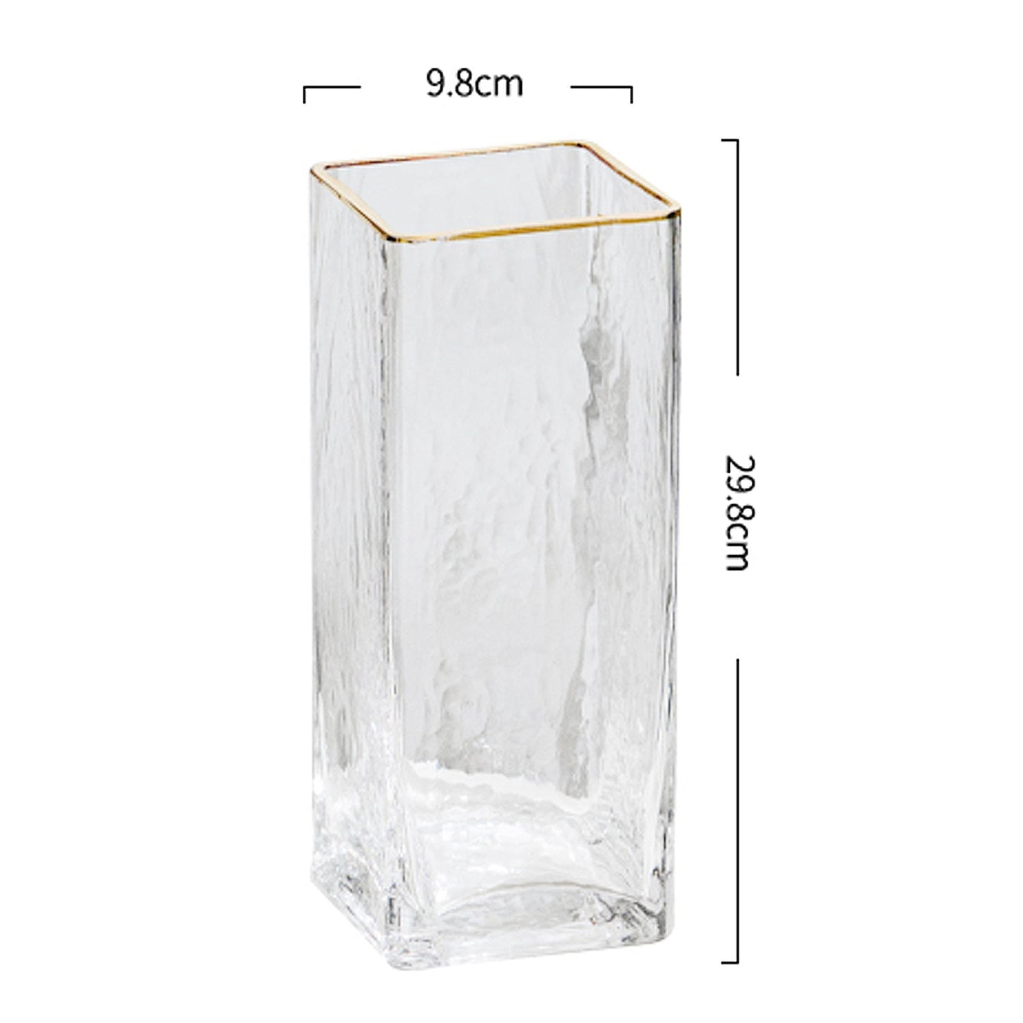 Clear Hammered Rectangular Glass Vase