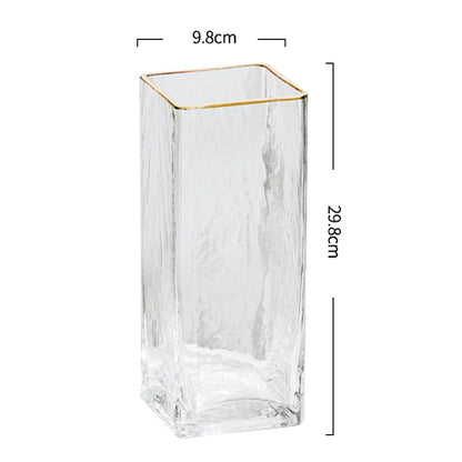 Clear Hammered Rectangular Glass Vase