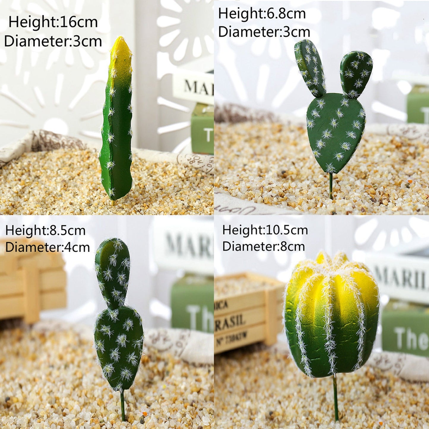 Small Artificial Cactus Picks Set of 4