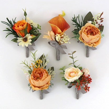 fall boutonniere for men artificial faux fake burnt orange boutonnieres boutineer for fall wedding boutineers for men wedding