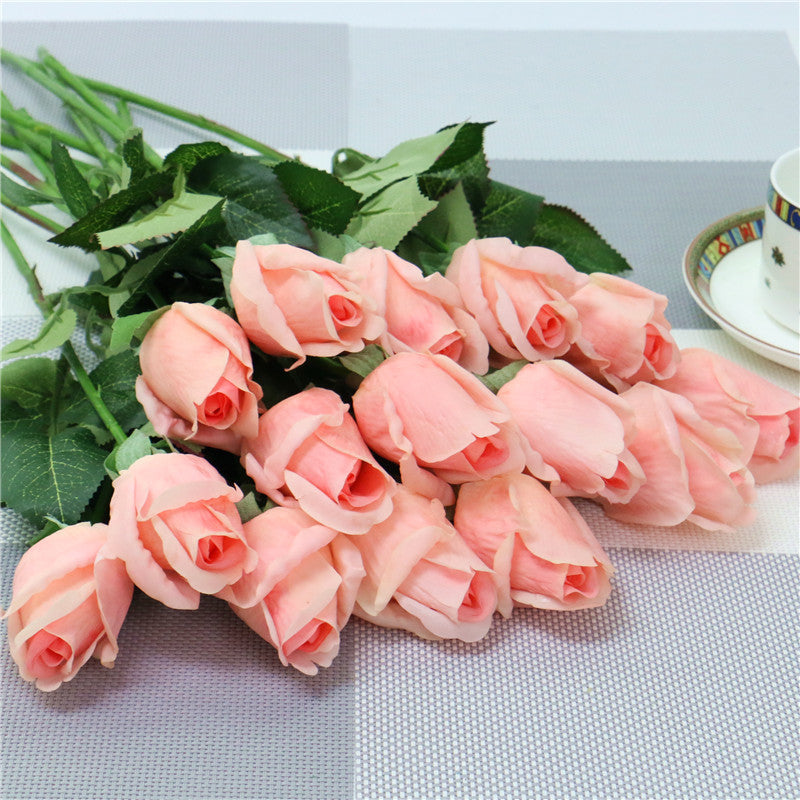 15 Stems Velvety Rose Buds 17.7" | 8 Colors