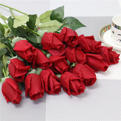 15 Stems Velvety Rose Buds 17.7" | 8 Colors