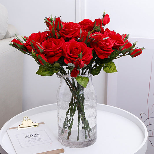 5 Stems Artificial Rose 16.9" | 7 Colors