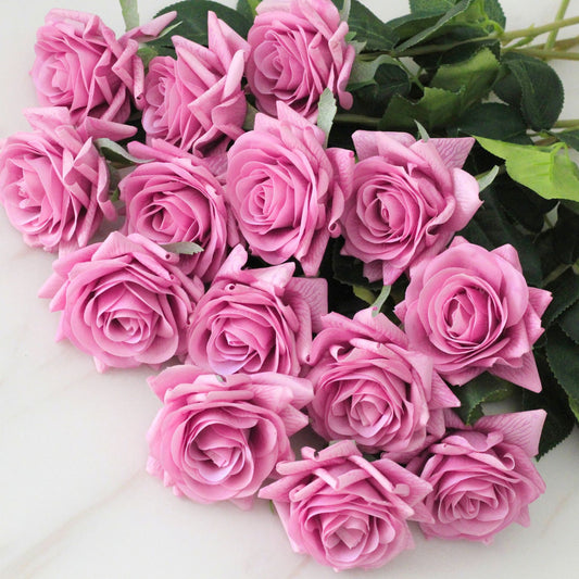 15 Stems of Faux Silk Rose 16.9" | 8 Colors