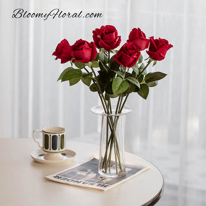 5 Stems Velvet Rose Bud 21.6" | 7 Colors