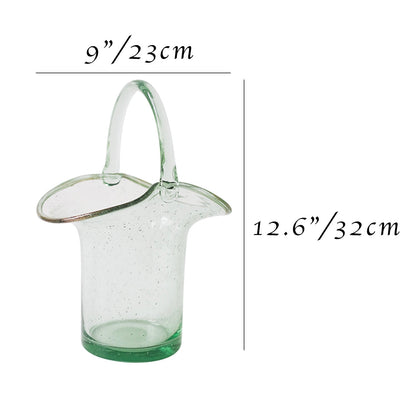 Green Glass Bag Vase