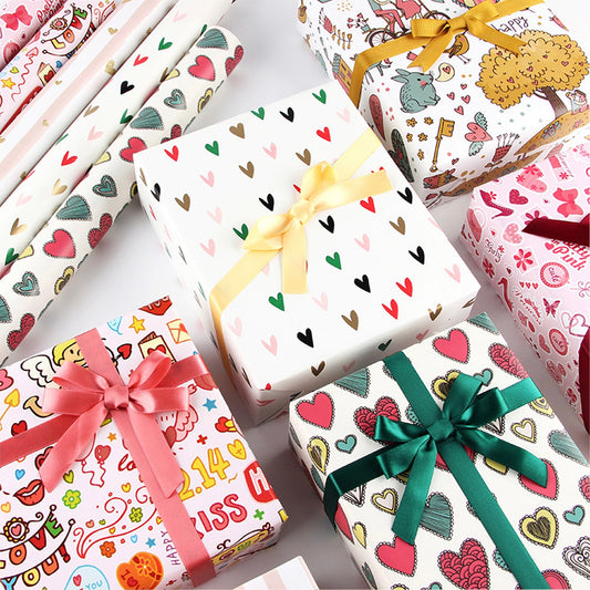 10Pcs Hearts Wrapping Paper Sheets