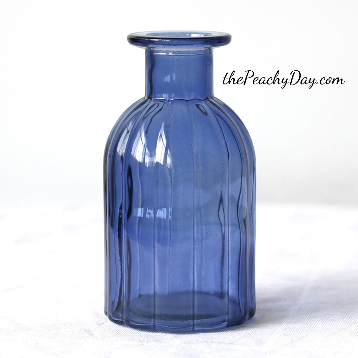 Set of 4 - Navy Blue Glass Bottle Vases