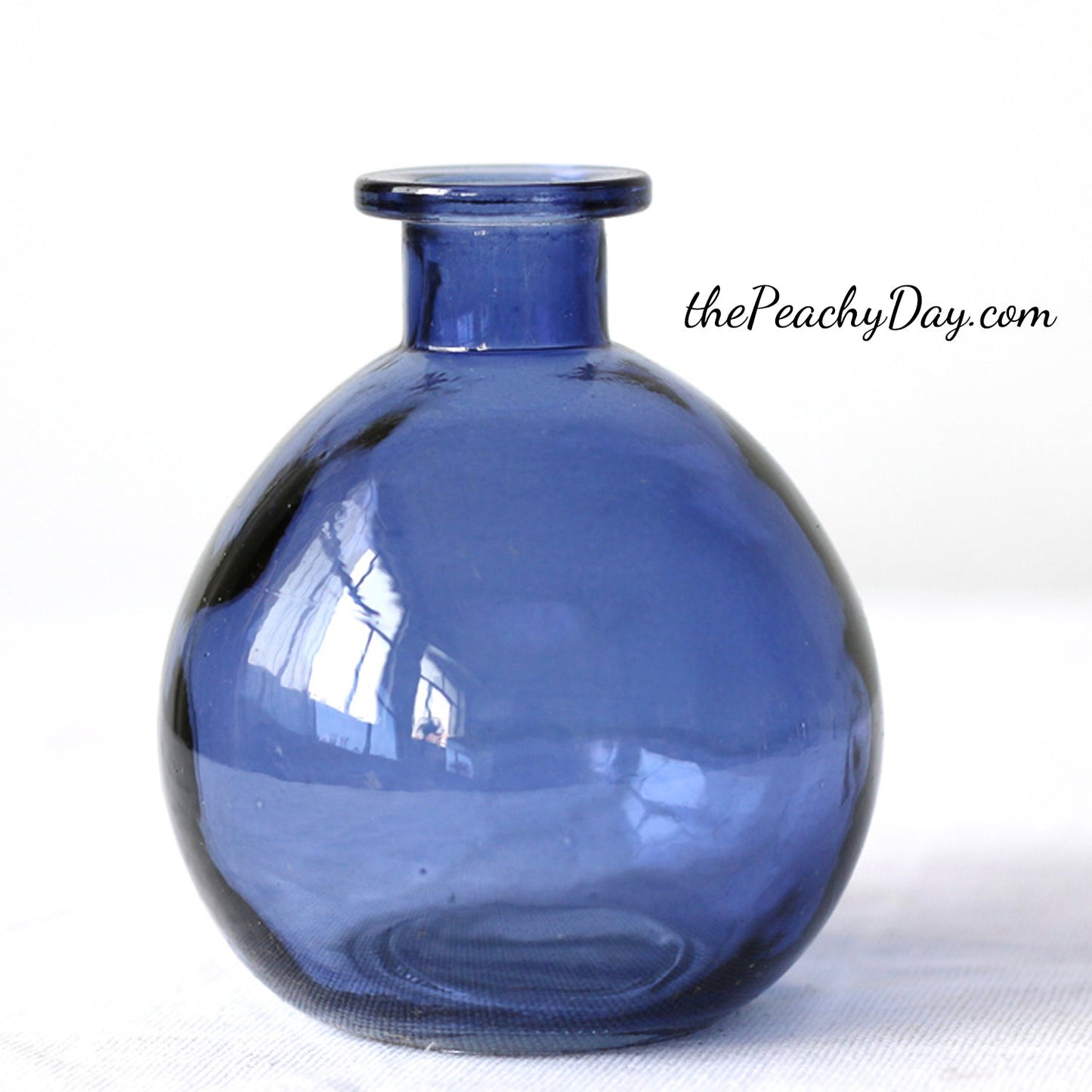 Set of 4 - Navy Blue Glass Bottle Vases