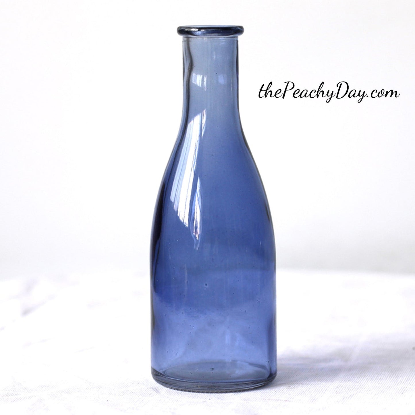 Set of 4 - Navy Blue Glass Bottle Vases