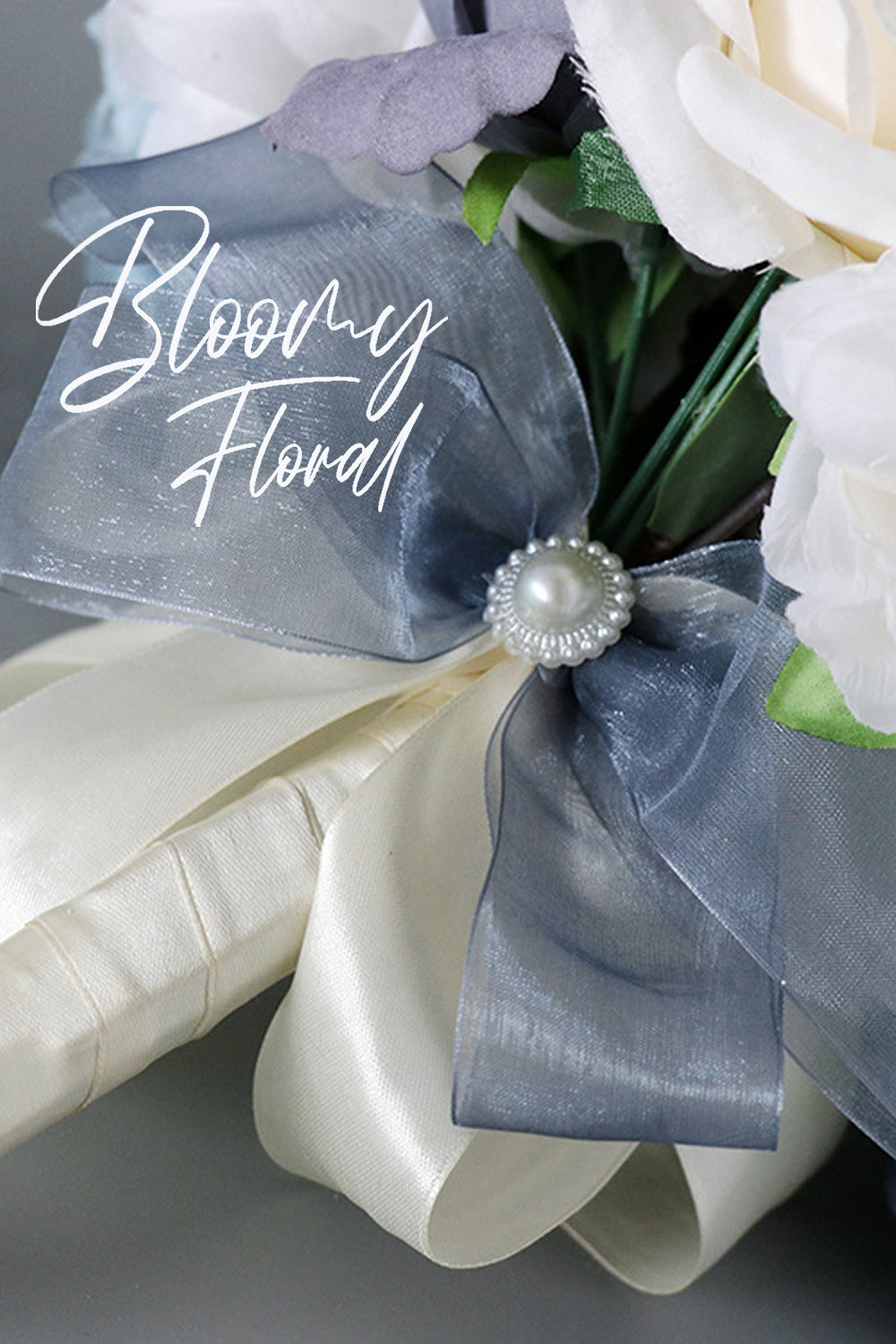 Rose Bouquet in White & Navy Blue