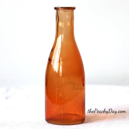 Set of 4 - Orange Glass Bottle Vases