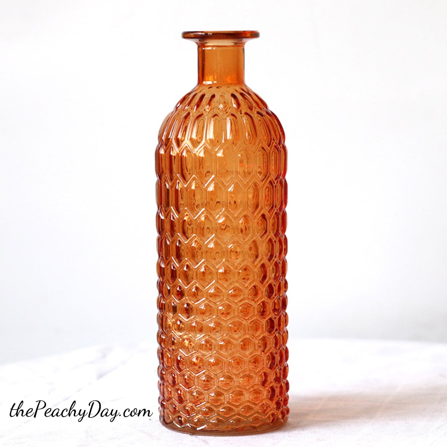 Set of 4 - Orange Glass Bottle Vases