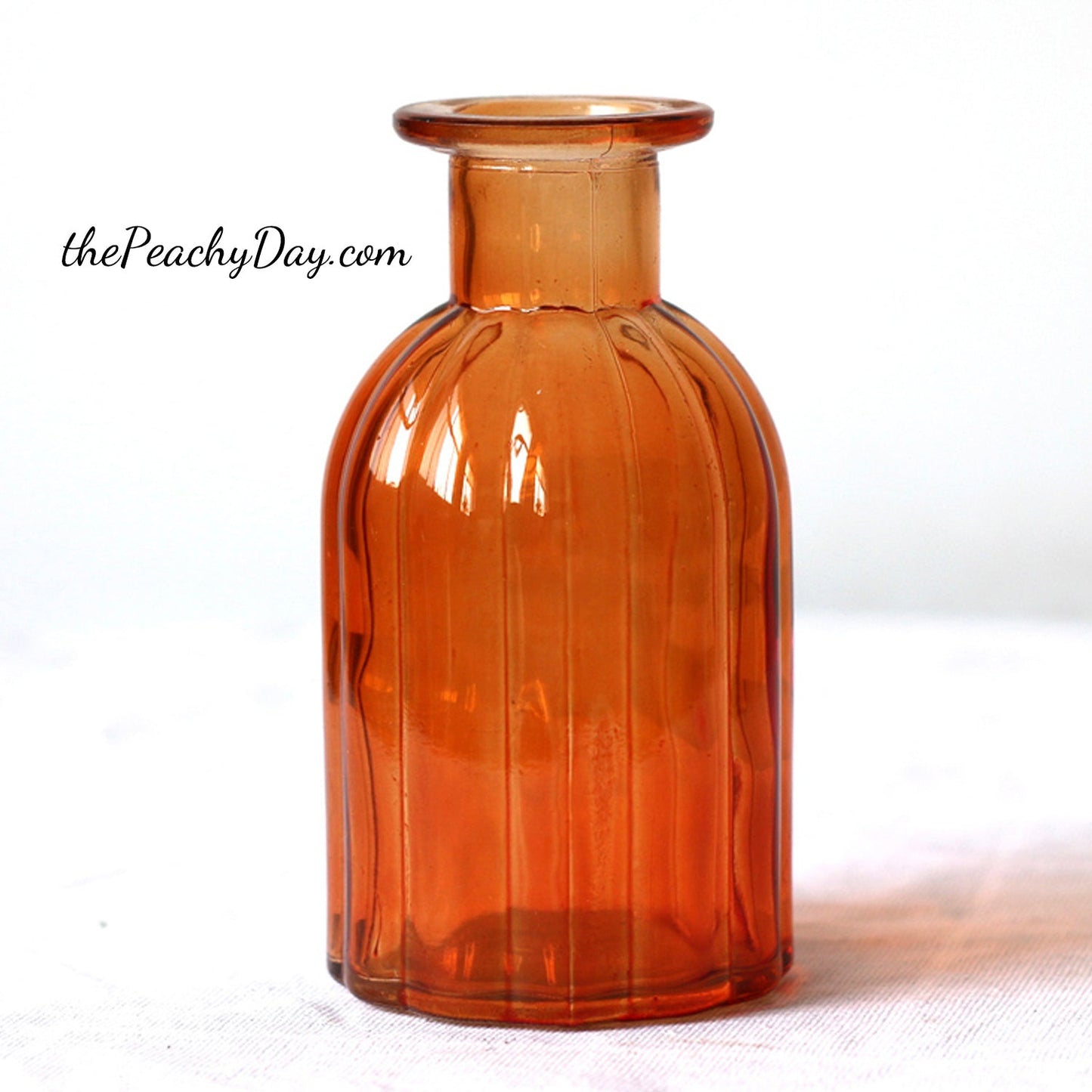 Set of 4 - Orange Glass Bottle Vases