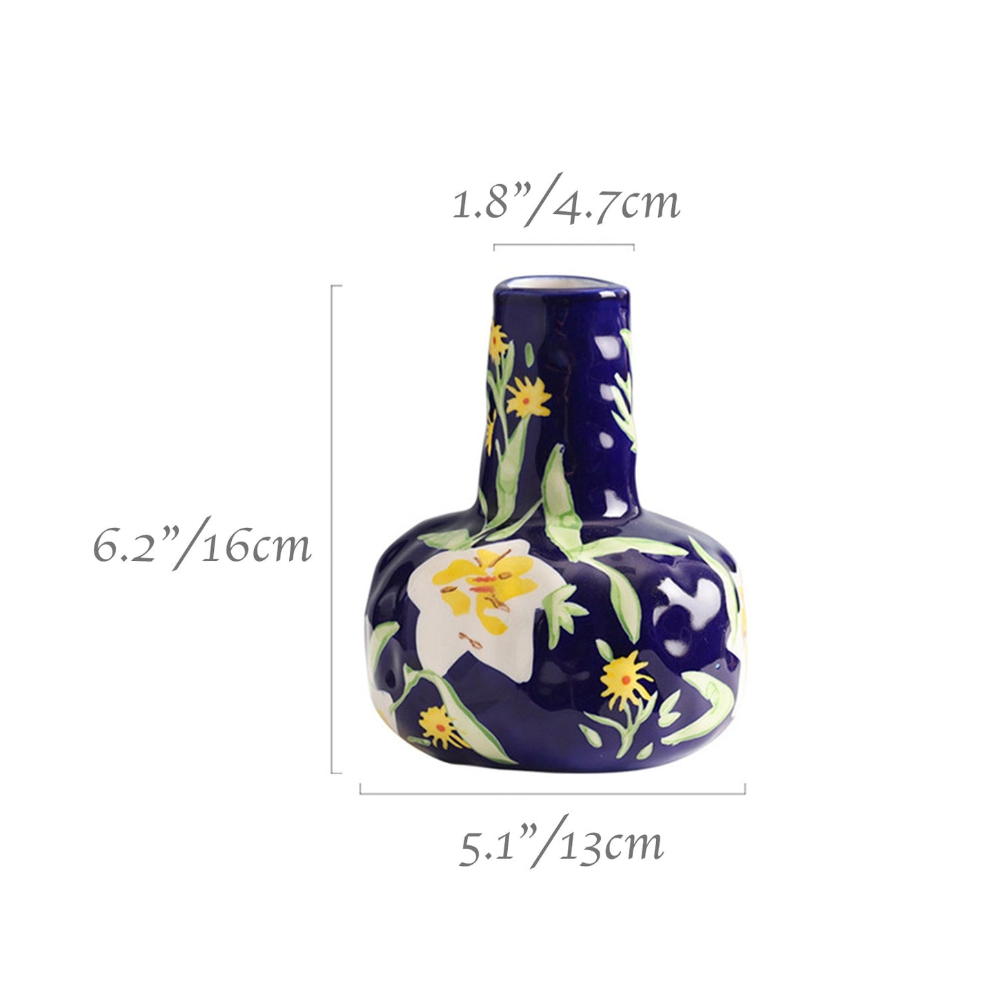 Floral-Painted Ceramic Bud Vase