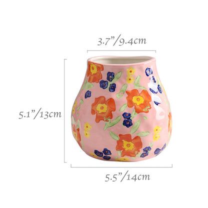 Floral-Painted Ceramic Bud Vase