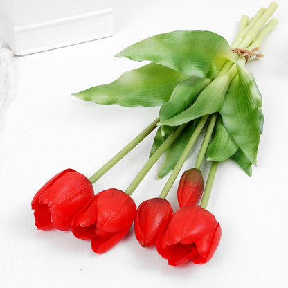 Real Touch Latex Artificial fake faux Tulips spring home decor bouquet flower arrangements