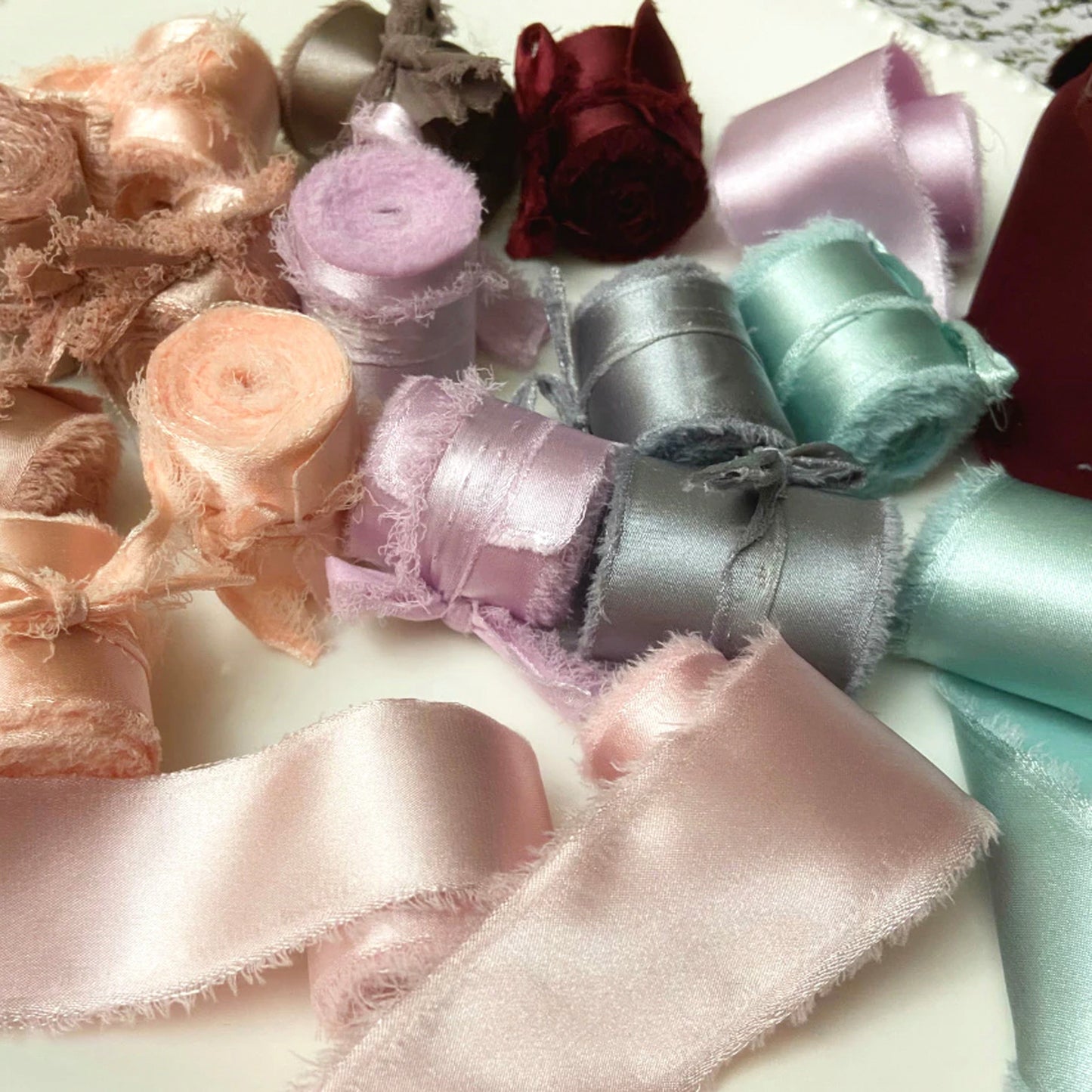 2.1Yd Silk-Like Satin Frayed Ribbon | 7 Colors