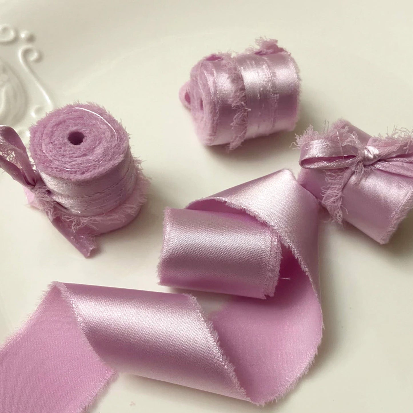 2.1Yd Silk-Like Satin Frayed Ribbon | 7 Colors