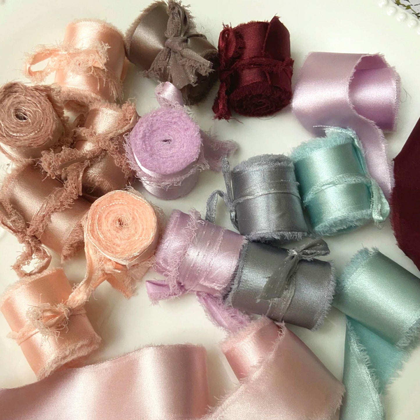 2.1Yd Silk-Like Satin Frayed Ribbon | 7 Colors