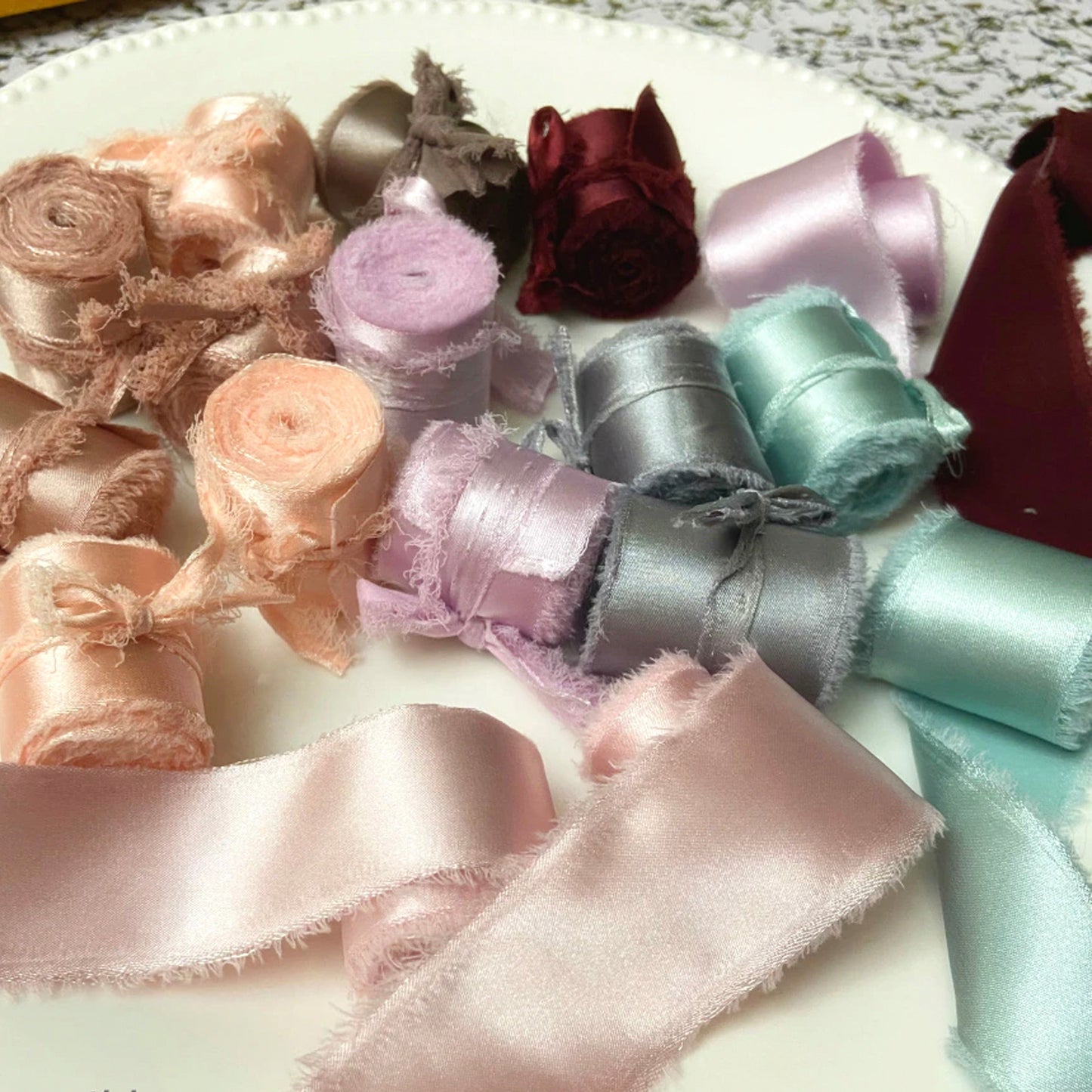 2.1Yd Silk-Like Satin Frayed Ribbon | 7 Colors