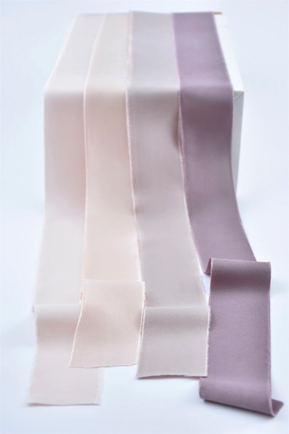 1.6Yd Silk-Like Satin Frayed Ribbons Set | 5 Ombre Colors