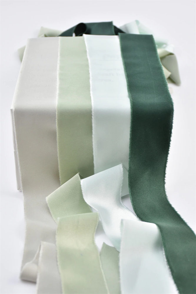 1.6Yd Silk-Like Satin Frayed Ribbons Set | 5 Ombre Colors