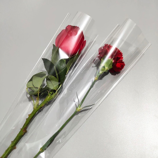 50Pcs Single Flower Clear Plastic Sleeve