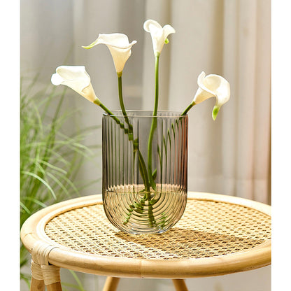 U-shaped Ribbed Flat Glass Vase