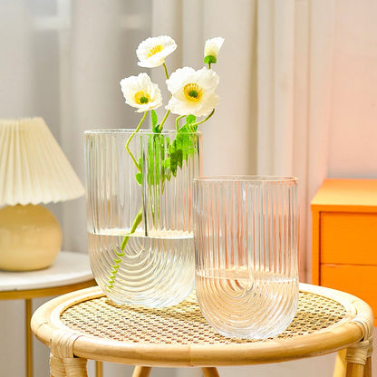 U-shaped Ribbed Flat Glass Vase