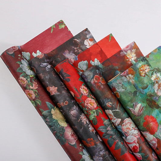 4Yards Vintage Floral Print Wrapping Paper Roll