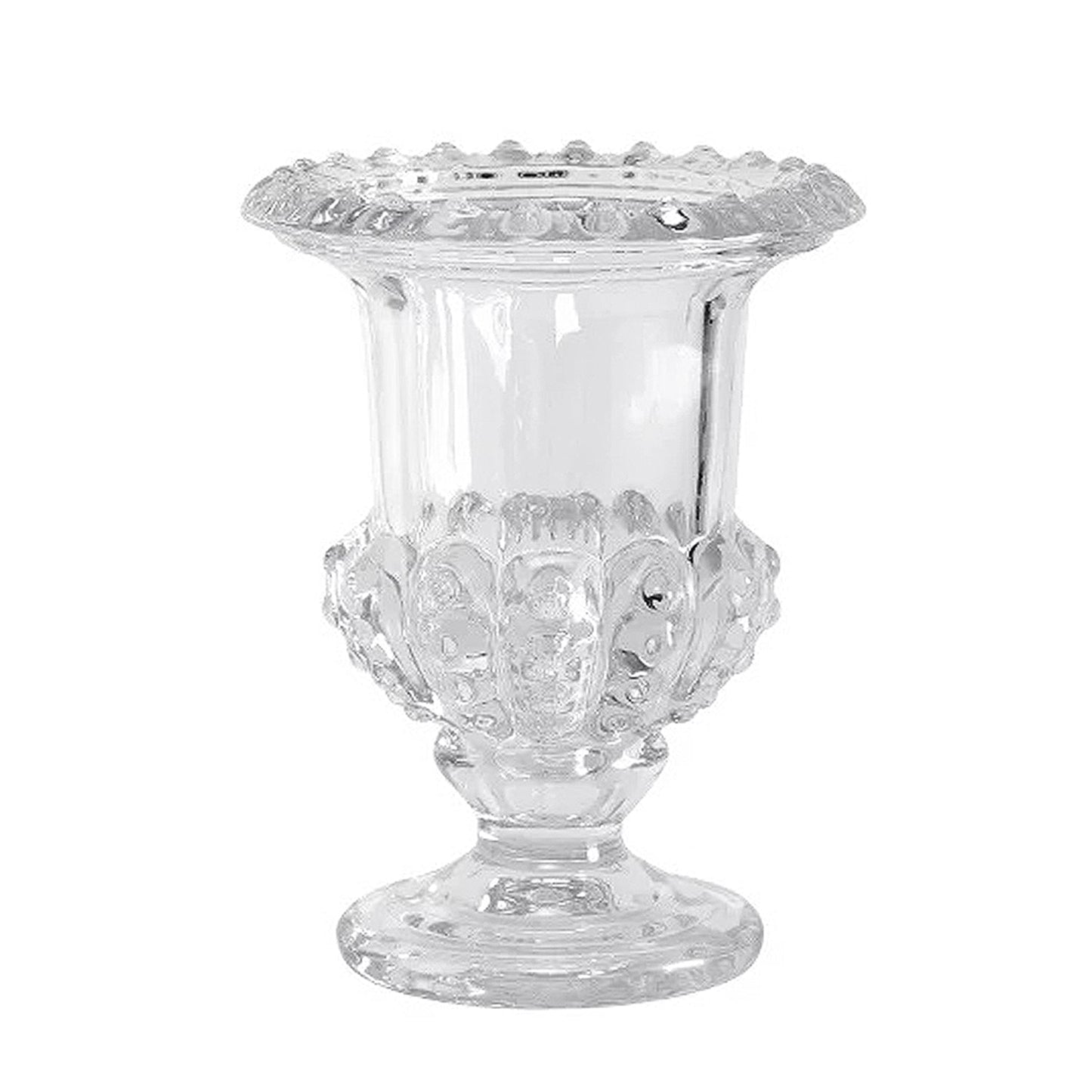 Vintage Pedestal Clear Glass Urn Vase