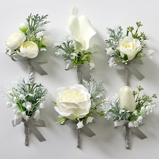 Boutonnieres in Silvery White