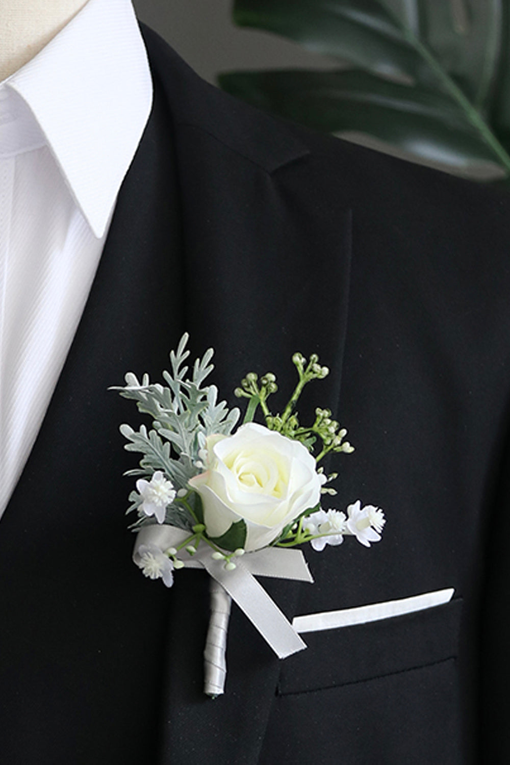 Boutonnieres in Silvery White