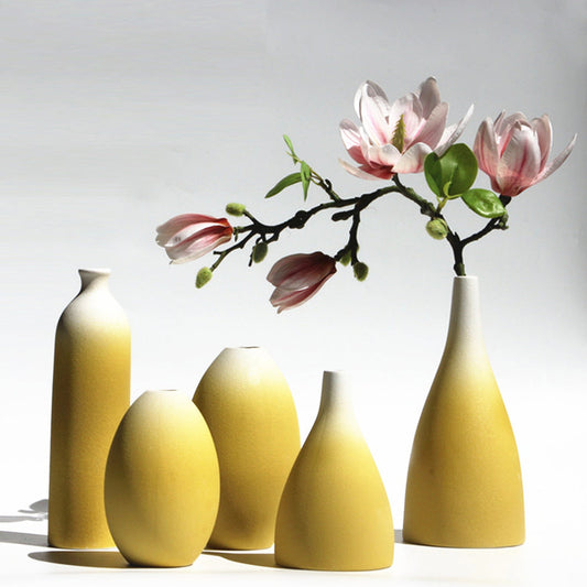 Matte Yellow Ceramic Vase